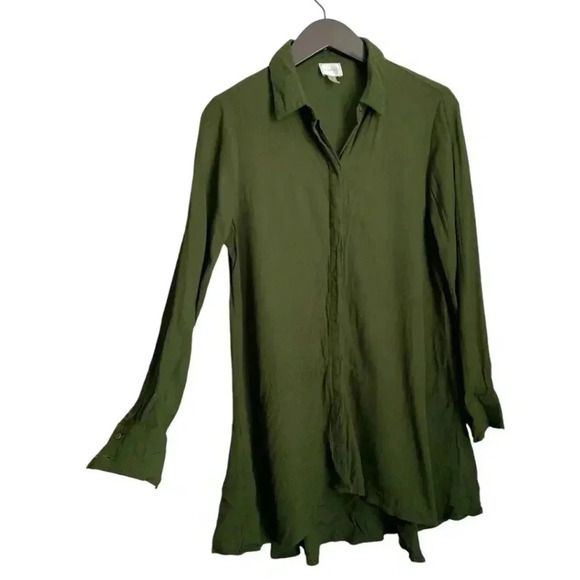 Cupio Women's Green Tunic Top Size Small Olive Green Long Sleeve - Picture 2 of 7